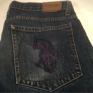 U.S. Polo Assn Jeans 34 x 32 BIG PONY Embroidered Pocket Dark Wash Straight